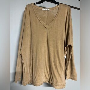 We The Free On My Mind Tan V-Neck Long Sleeve